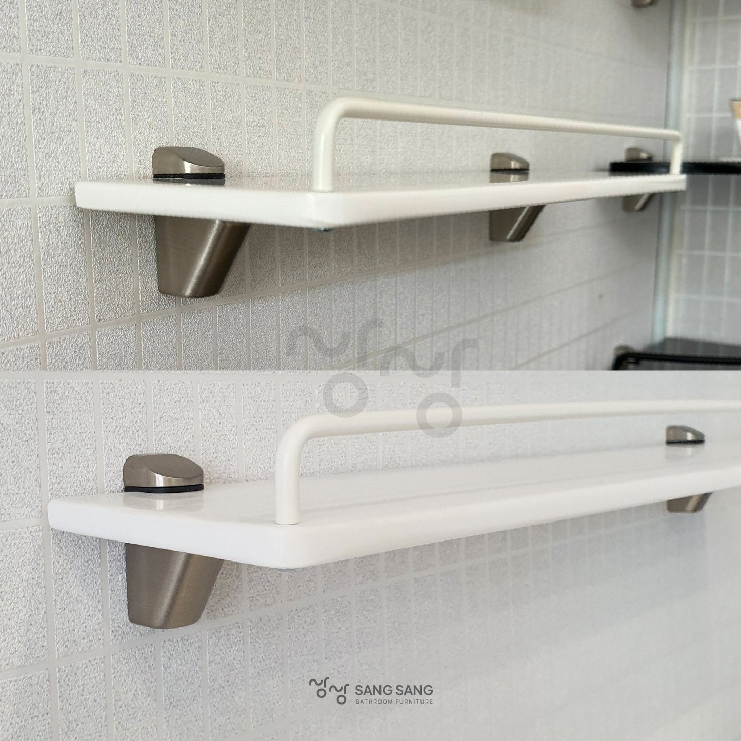 Giá đỡ/ kẹp kính kim loại gắn tường Hàn Quốc màu đen