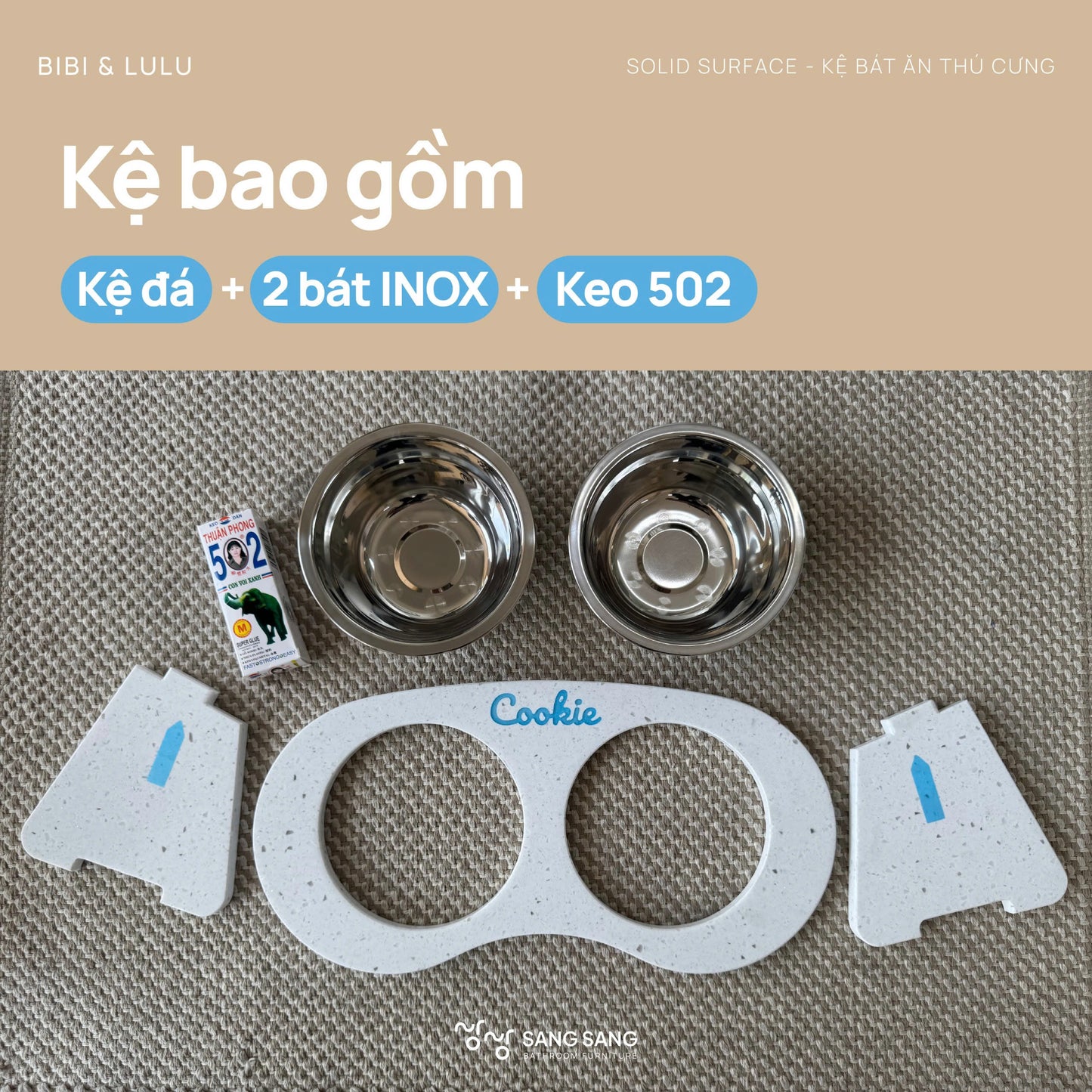 [KHÔNG KHẮC TÊN] Kệ bát ăn chống gù lưng dành cho thú cưng không khắc tên