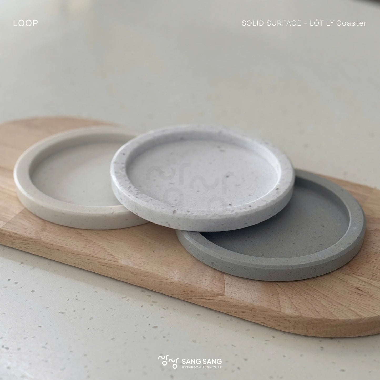 [V-LOOP-120] Đế lót ly bằng đá nhân tạo Hàn Quốc