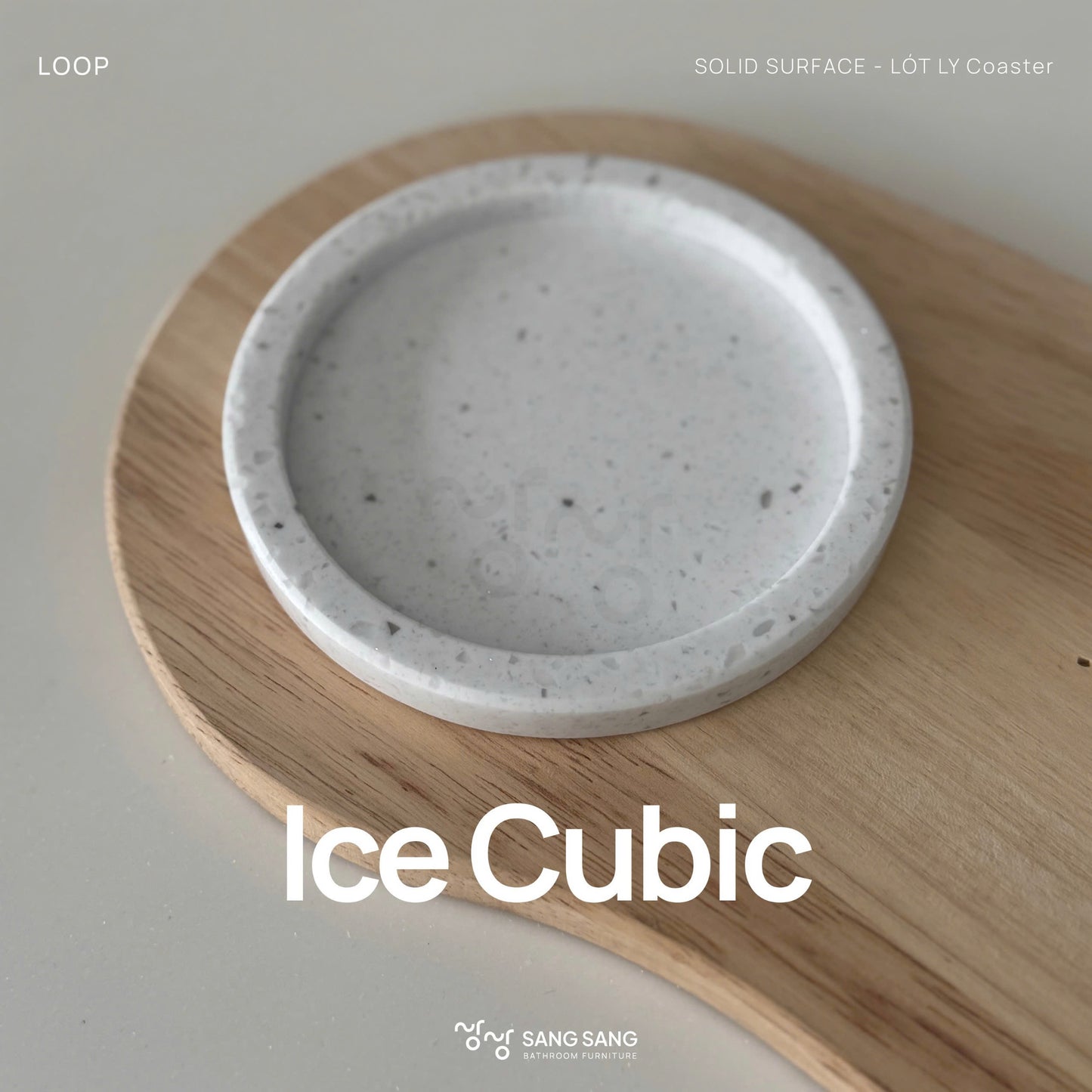 [V-LOOP-120] Đế lót ly bằng đá nhân tạo Hàn Quốc