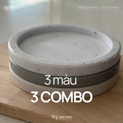 [V-LOOP-120] Đế lót ly bằng đá nhân tạo Hàn Quốc