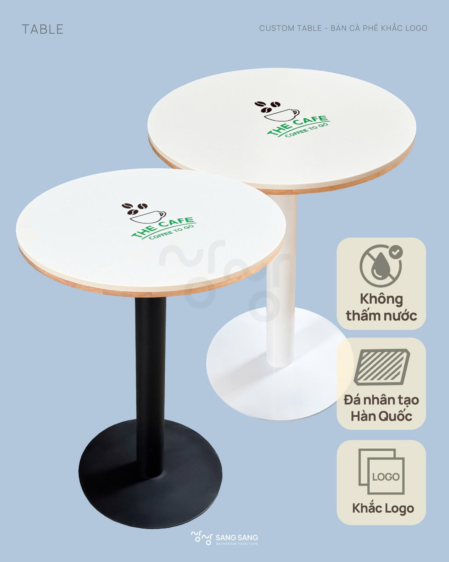 [COFFEE-TABLE-600] Bàn cà phê mặt đá nhân tạo Hàn Quốc