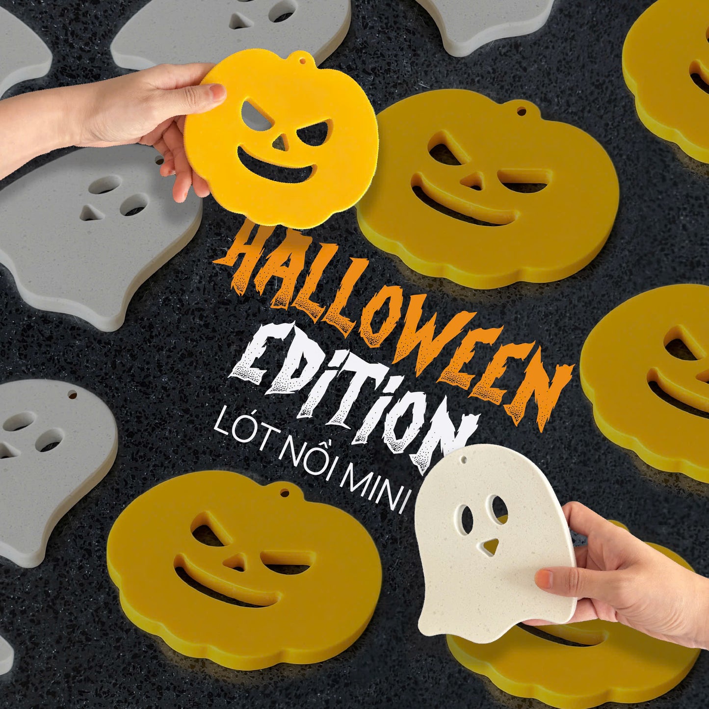 [BẢN GIỚI HẠN] Đế lót nồi bằng đá nhân tạo Hàn Quốc bản HALLOWEEN