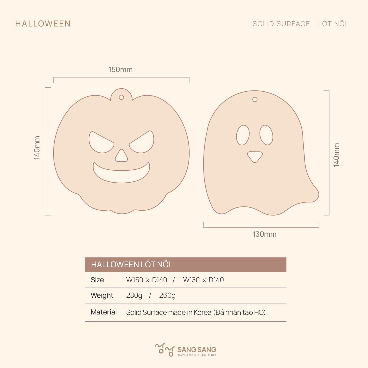 [BẢN GIỚI HẠN] Đế lót nồi bằng đá nhân tạo Hàn Quốc bản HALLOWEEN