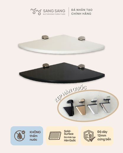 [V-EDGE-250] Kệ góc treo tường mặt đá nhân tạo không thanh chắn