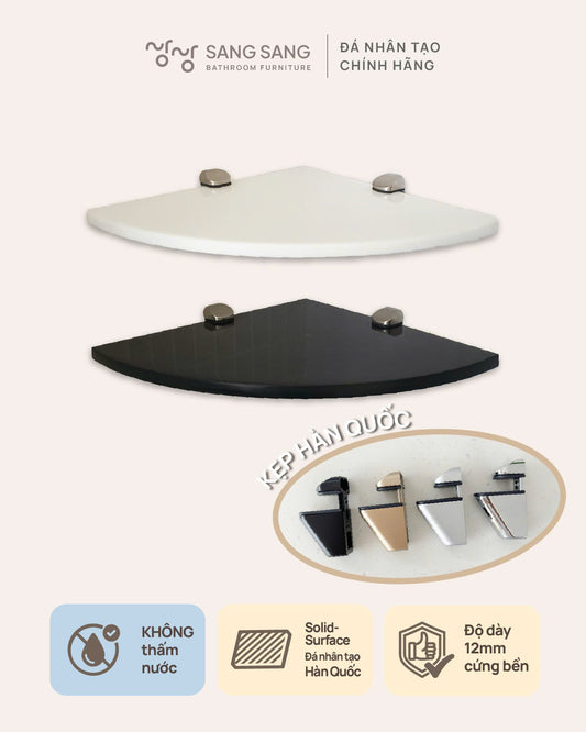 [V-EDGE-250] Kệ góc treo tường mặt đá nhân tạo không thanh chắn