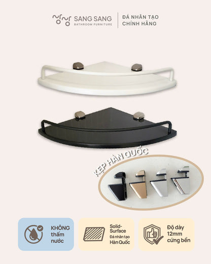 [V-EDGE-250G] Kệ góc treo tường mặt đá nhân tạo có thanh chắn