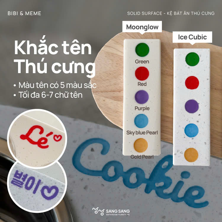 [KHẮC TÊN] Kệ bát ăn chống gù lưng dành cho thú cưng có khắc tên